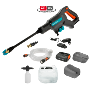 Gardena AquaClean 24/18V P4A Premium – set de curățare cu presiune medie, alimentat cu baterie