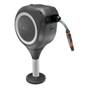 Gardena Cutie de terasă pentru furtun RollUp S, furtun de 15 m, alb, înfășurare automată